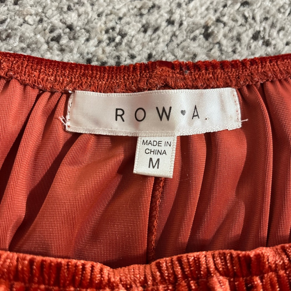 ROW A Women’s Burnt Velvet Tiered Hem Stretch Crop Top Shirt Medium Nordstrom - Picture 12 of 12